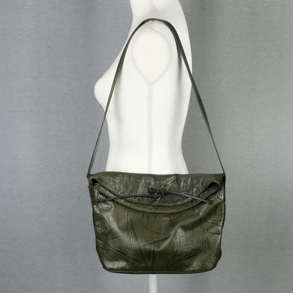 Vintage Carlos Falchi Green Leather Shoulder Bag
